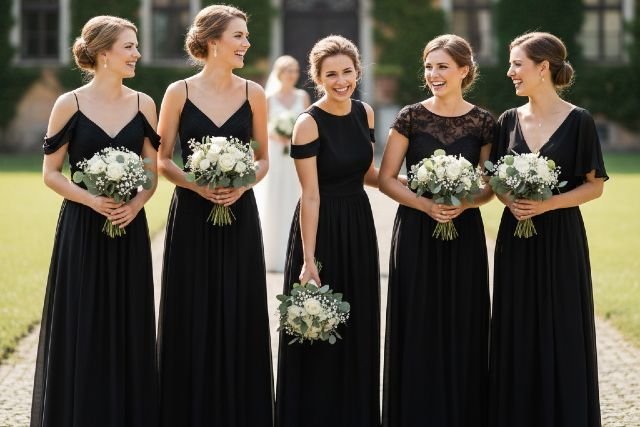 Affordable Black Bridesmaid Dresses for Timeless Bridal Parties